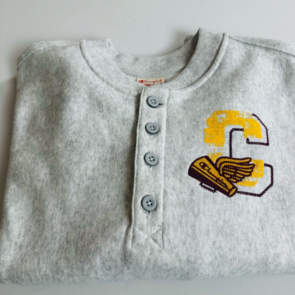 Champion Gray Beige Sweatshirt, women size XS, cropped, cotton, New - Picture 3 of 10